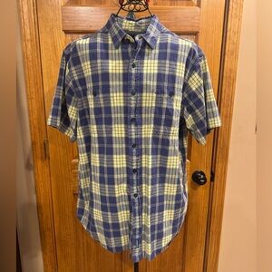 Polo Sport Ralph Lauren XL Short Sleeve Button Down Shirt Blue Yellow Plaid